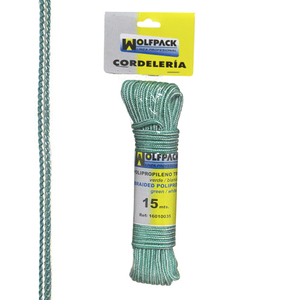 Corda intrecciata in polipropilene bianco/verde (lunghezza 15 m) - Product Image 1