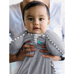 Saco de dormir gris para bebé con mangas desmontables para recién nacido, manta antiespantamiento, ropa de dormir para niños - Product Image 1