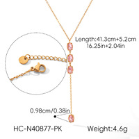 Collier en forme de Y en acier inoxydable plaqué or 18 carats, zircon blanc rose, anti-décoloration, chaîne de mode, bijoux pour femmes