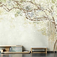 Mural Dinding Art Deco Still Life Putih Wallpaper Bunga Segar Ruang Tamu Dinding TV Kamar Tidur Dekorasi Rumah Dekorasi Latar Belakang Kustom