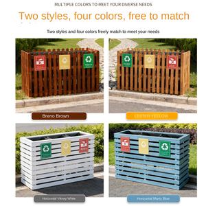 Poubelle extérieure en bois avec deux seaux intérieurs et extérieurs pour villa, cour, jardin, espace commun - Product Image 2