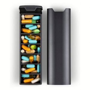 Boîte personnalisable en aluminium et bois de grande capacité pour 7 jours, adaptée pour organiser les pilules, logo personnalisé - Product Image 3