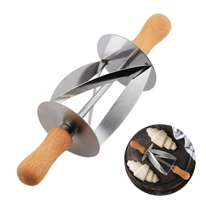 Low MOQ 2Pcs Stainless Steel <strong>Roller</strong> Slices with Oak Handle Perfect Shaped <strong>Pastry</strong> Dough Croissant Cutter <strong>Roller</strong> - Product Image 5