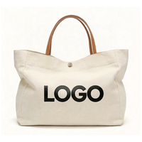 Bolsa de Compras de Lona Personalizada de Alta Calidad con Logotipo Personalizado, Gran Capacidad, Plegable y Práctica, con Cuero PU