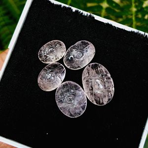 Lot de 5 pièces AAA 63cts naturel sans défaut 6mm hauteur rose Morganite sculpture pierre précieuse coupe de précision pour bijoux ou Art - Product Image 2