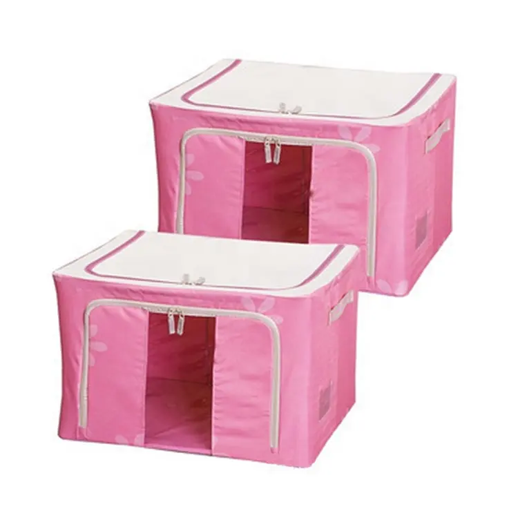 Petits bacs de rangement en tissu rose Boîte de rangement carrée pliable et durable pour armoire à vêtements imprimée et stockée
