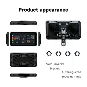 IenRider M12 Pro Motorcycle Carplay Navigation Dash Cam With 6 Inch Touch Screen Dual Recording BSD 77G Millimeter Wave Radar