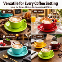 Ensemble tasse et soucoupe à expresso en porcelaine personnalisable Kingze pour café, hôtel, restaurant, barista, service à domicile, tasses à café Demitasse