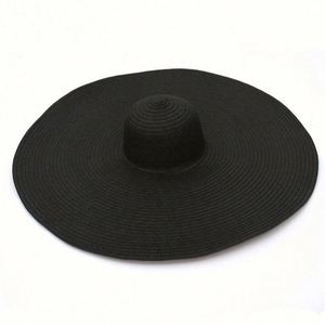 Chapeau de soleil à large bord, pliable, en paille, pour femmes, pour la plage, été - Product Image 3