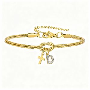 Nuovo Prodotto Creativo: Bracciale a Catena in Acciaio Inossidabile con Nodo, Charm a Croce e Perline Dorate con Lettere per <span class=keywords><strong>l</strong></span>'Amicizia - Product Image 5