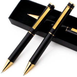 Bolígrafo de Lujo para Hombre, Metálico Negro, Tipo Twist, con Clip Dorado y Logotipo Personalizable - Product Image 1