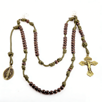 Chapelet catholique pour homme de 10 mm, porte-clés en métal, croix crucifix, pendentif, chaîne tendance, accessoires religieux