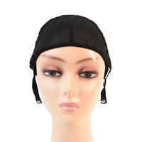 1 pièce Bonnet de perruque en maille noire, avec cordon de serrage 3/4, entièrement ajustable, en Spandex respirant, maintien ferme