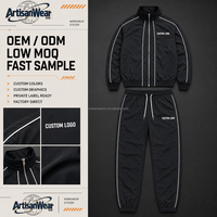 Ensemble deux pièces décontracté pour homme, col montant noir, fermeture éclair sur le devant, avec passepoil blanc et pantalon à cordon de serrage, OEM ODM
