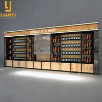 Présentoir de plancher en bois et en verre de haute qualité pour comptoir de vitrine pour cigarettes étagères de magasin de fumée de vin