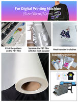 Prix de gros DTF Pet Film 30CM/60CM Rouleau pas cher Double Face Hot Peel DTF Film pour T-shirt Imprimante