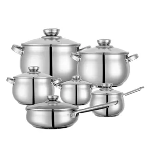 Guangdong Jiangmen apple shape cooking pot stock pots and pans non toxic stainless steel kitchen cookware sets
