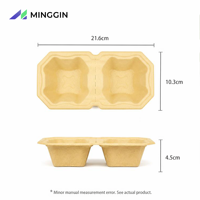 Porte-gobelets en pulpe de bambou biodégradable et écologique, résistant à la compression, à 2 compartiments, moulé, compostable