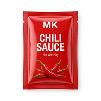 Film d'emballage laminé haute barrière de qualité alimentaire imprimé sur mesure pour sachets de sauce chili, en rouleau, pour machine d'emballage automatique VFFS