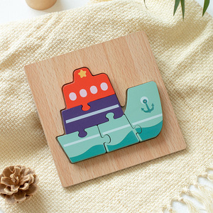 <span class=keywords><strong>Puzzle</strong></span> <span class=keywords><strong>en</strong></span> bois épais pour tout-petits, blocs 3D à assembler animaux et véhicules, jouet éducatif pour développer la motricité fine - Product Image 5