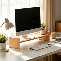 Maßgefertigter Massivholz-Monitorständer Ergonomischer Computerbildschirm-Schreibtischzubehör PC-Ablage Büro-Aufbewahrungsorganizer