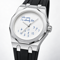 Qui s'en soucie ? Je suis déjà en retard. Montre homme simple et tendance, chiffres arabes, quartz, silicone, résistante à l'eau 30M, style sport, alliage.