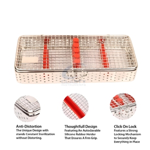 Caja de Esterilización de Malla Fina, Acero Inoxidable Premium, Autoclavable, Organizador de Instrumentos Médicos Quirúrgicos - Product Image 1