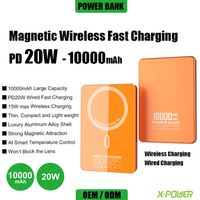 Batterie externe magnétique sans fil personnalisable 10000 mAh à charge rapide, chargeur de téléphone portable portable PD20W en alliage d'aluminium ODM W20-10000