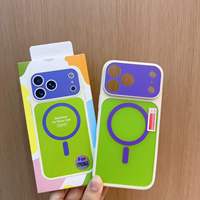 Coque de téléphone magnétique bicolore en gros pour iPhone 13 15 16 17 18 Pro Max, avec bord texturé en TPU et découpe large pour appareil photo