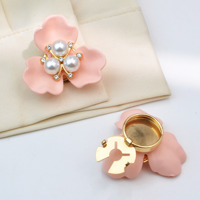 Mancuernillas con Cubierta de Botón de Perlas y Diamantes de Imitación Florales, Reutilizables, de Metal, con Diseño de Flor, para Camisas y Trajes