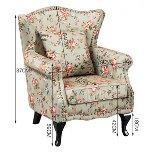 Fauteuil classique en tissu Vintage rustique, motif Floral, style campagnard, chaise à dossier haut, avec oreiller, éclairage rétro, livraison rapide