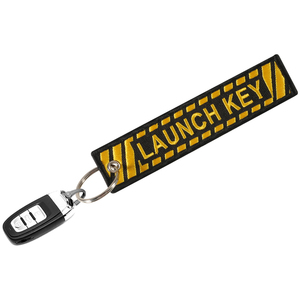 Porte-clés brodé personnalisé de haute qualité pour moto, étiquette tissée brodée LAUNCH KEY, jet tag promotionnel - Product Image 5