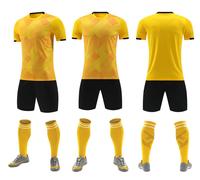 Ensemble de maillots de football personnalisés 100% polyester à manches courtes, col en V, séchage rapide, pour entraînement d'équipe adulte