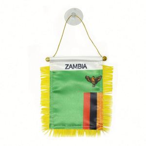 Custom UZBEKISTAN Satin Pennant Flag Car Mini Flag <b>Banner</b> with Yellow Tassels - Product Image 1