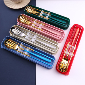 Ensemble de <span class=keywords><strong>couverts</strong></span> portables <span class=keywords><strong>3</strong></span>-en-1 en acier inoxydable : cuillère, fourchette et baguettes - Product Image 6