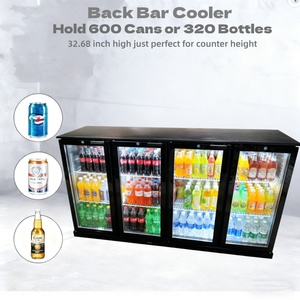 Enfriador de Bebidas de Cerveza de Cuatro Zonas, 4 Puertas de Vidrio, Control Digital, Sin <span class=keywords><strong>Escarcha</strong></span>, el Mejor Enfriador de Barra Trasero Integrado Negro con Estantes Ajustables - Product Image 4