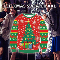 Dancinova Pulls en acrylique à manches longues en tricot avec LED pour Noël, unisexe, pour les fêtes de Noël, taille XXL