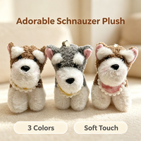 En gros Porte-clés chien en peluche, animaux en peluche Schnauzer, breloques de sac, ornements et pendentifs chiot de dessin animé pour sac à dos