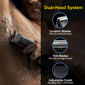Cuchillas de lámina OEM/ODM Muestra gratis Recortadora de doble cabezal 2 en 1 <span class=keywords><strong>Afeitadora</strong></span> de <span class=keywords><strong>barba</strong></span> de cerámica Recortadora de vello púbico con bola - Product Image 2