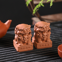 Sceau de Bonne Fortune Feng Shui en Résine, Motif Lion Rouge Brique, Style Chinois Traditionnel, Ornement de Bureau, Décoration Maison, Cadeau
