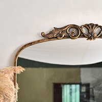 Miroir mural en métal cintré artisanal ART NEST, style baroque orné vintage, 35,43" de large x 29,13" de long, bronze antique vieilli