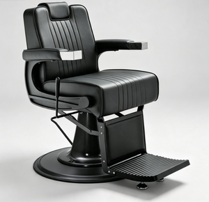 Chaise de barbier hydraulique professionnelle en similicuir, hauteur réglable, base ronde, mobilier de salon, design contemporain - Product Image 1