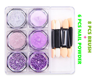 Ensemble de 6 poudres à ongles effet chrome miroir avec 8 pinceaux, pigment pailleté ultra-fin or titane laser pour salon de manucure - Product Image 4