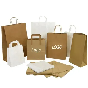 नया डिजाइन कस्टम मुद्रित क्राफ्ट पेपर चॉकलेट उपहार बैग थोक फ्लैट हैंडल क्राफ्ट पेपर क्रिसमस शॉपिंग बैग