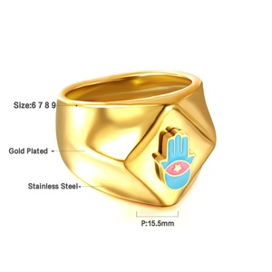 18K Gold PVD Plated 316 Stainless Steel <b>Rings</b> Finger Chunky Wedding <b>Statement</b> Jewelry <b>Ring</b> for Women - Product Image 6