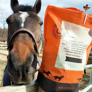 पेशेवर निर्माता कस्टम स्टैंड अप पाउच थोक सूखे भोजन तेजी से सुखाने वाले पशु उच्च गुणवत्ता वाले घोड़े अनाज खाद्य बैग