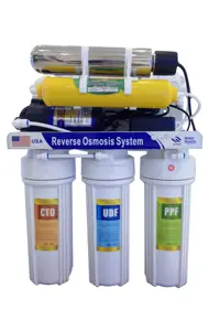 Sistema purificador de agua de cinco, seis, siete etapas PP + UDF + CTO + T33 + RO + UV + filtro de agua mineral NSF KAMAMUTA Metatecno China