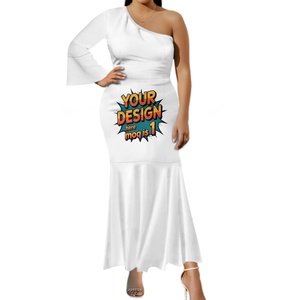 Abito su Misura <span class=keywords><strong>Taglie</strong></span> <span class=keywords><strong>Forti</strong></span> Monopezzo Silhouette a Tromba/Sirena con Spalle Scoperte Maniche Lunghe <span class=keywords><strong>Sexy</strong></span> Tinta Unita Antimacchia - Product Image 1