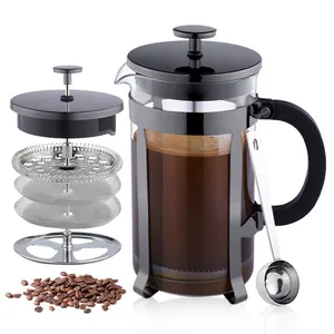 Hot Selling Borosilicate Glass French Press Coffee Tea Maker With Plunger, Stainless Steel Filter For Coffee Brewing