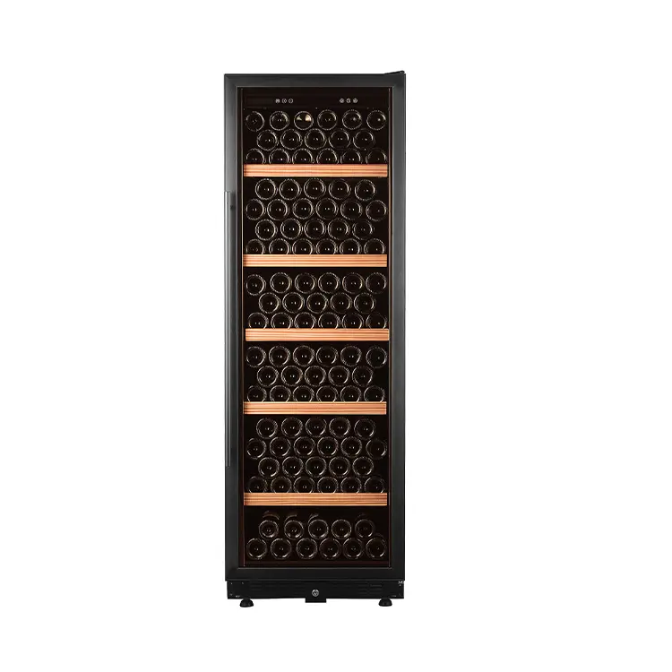 Hot sales CE Approval Full Black Glass Door with fan cooling 193 bottles Wine Refrigerators Thermometer cabinet